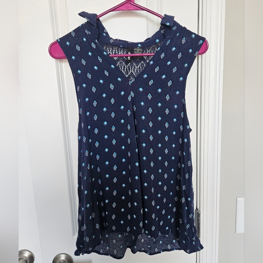 Ultra Flirt Navy Blue Kids Dress with Diamond Pattern